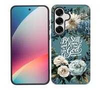 CICPLKSE for Samsung Galaxy S26 Case, Shockproof Dual Layer Soft TPU + Hard PC Protective Cover, Raised Camera & Screen, Glossy Slim Grip for Women Girls,Be Still Floral Bible Verse