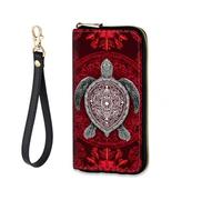 CICPLKSE Women's RFID-Blocking Zip Around Wallet with Detachable Wrist Strap, Turtle on Red, Wallet-A, Casual