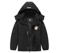 CICVSOC Girls' Ski Jacket Winter Outdoor Warm Snow Coat Kids Snowboard Windproof Jacket with Hood, Black01, 11-12