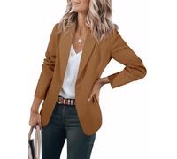 Cicy Bell Womens Casual Blazers Open Front Long Sleeve Work Office Suit Jackets Blazer, Brown, XS