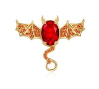 Cicy Bell Womens Halloween Brooch Pins 18K Gold Plated Gothic Bat Crystal Rhinestone Fashion Personality Novelty Lapel Pins Jewelry Gift, Brass Zinc, no gemstone
