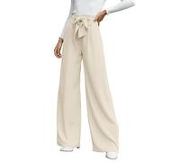 Cicy Bell Women's High Waist Palazzo Trousers Casual Wide Trousers Suit Trousers Paperbag Elegant Trousers, beige, L