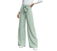 Cicy Bell Women's High Waist Palazzo Trousers Casual Wide Trousers Suit Trousers Paperbag Elegant Trousers, light green, M