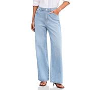 Cicy Bell Women's Jeans Baggy Wide Leg Jeans Mid-Rise Denim Boyfriend Pants with Pockets Light Blue 44