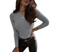 Cicy Bell Women's Knit Ribbed Long Sleeve T Shirts Fall Winter Fashion Clothes Crewneck Slim Fit Basic Soft Tee Tops for Women