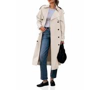 Cicy Bell Womens Long Trench Coat Double Breasted Classic Lapel Fall Overcoat with Belt, Beige, XXL