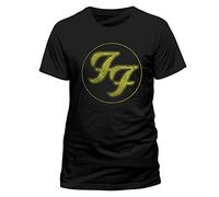 CID Men's Foo Fighters-Logo in Gold Circle T-Shirt, Black, Large
