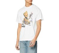 CID Men's Guardians of the Galaxy Vol 2-Groot & Tape T-Shirt, White, Small
