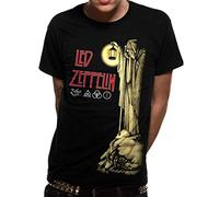 CID Men's LED Zeppelin - Hermit Regular Fit Short Sleeve T - Shirt, Black (Black Black), Small (Manufacturer Size: Small)