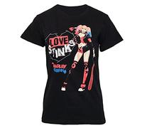 CID Official DC Harley Quinn, Love Stinks Womens T-Shirt Black, Adult Medium