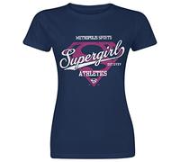 CID Women's Supergirl-Athletics T-Shirt, Blue (Navy), Large
