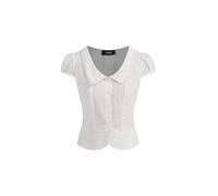 CIDER Blouse for Women Short Sleeve Broderie Anglaise Top Cotton Collar Elegant Casual White Shirt Blouse