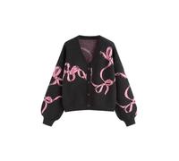 CIDER Fall Cardigan Sweaters for Women Trendy Bow Cardigan Long Sleeve Open Front Button Down Sweater Fall Fashion, Black, M