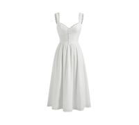CIDER Floral Dress Broderie Anglaise Button Vacation V Neck Midi Dresses White