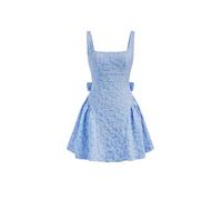 CIDER Floral Dress Mini Floral Jacquard U Neck Backless Bowknot A Line Party Vacation Date Lined Short Dresses Blue