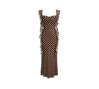 CIDER Formal Dresses for Women Wedding Guest Dresses Summer Maxi Dress Sleeveless Mesh Ruffle Cocktail Dress Elegant Outfits, Brown, L