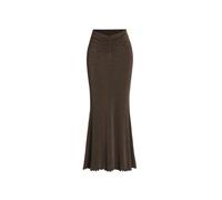 CIDER High Waist Skirts for Women Mermaid Skirt Fishtail Ruched Bodycon Long Maxi Skirt Lettuce Trim Stretchy