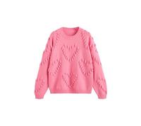 CIDER Knit Sweater for Women Trendy Heart Texture Crew Neck Long Sleeve Pullover Sweater Cute Heart Pattern Texture Pink