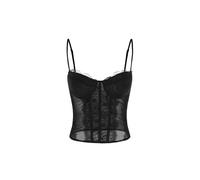 CIDER Lace Sheer Cami Top, Black, XS