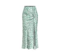 CIDER Leopard Maxi Skirt Spot Print Drawstring Split Midi Waist A Line Casual Long Skirt for Women Green