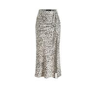 CIDER Leopard Maxi Skirt Spot Print Drawstring Split Midi Waist A Line Casual Long Skirt for Women Grey