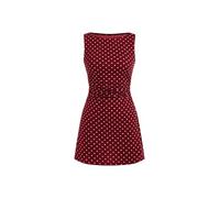 CIDER Mini Dress Polka Dot Ruched Bodycon Party Dress Sleeveless Boat Neck Slim Fit Mid Waist Red