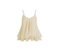 CIDER Ruffle Hem Cami Top Knotted Layered Mesh Sleeveless Blouse Elegant Party Top Sleeveless Woven Lined Camisole Beige