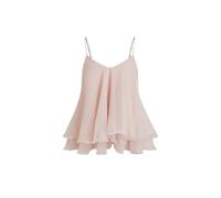 CIDER Ruffle Hem Cami Top Knotted Layered Mesh Sleeveless Blouse Elegant Party Top Sleeveless Woven Lined Camisole Pink