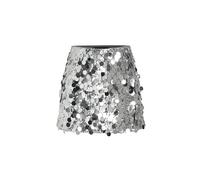 CIDER Sequin Mid Waist Sparkle Skirt Party Club Night Out Mini Skirt for Women Trendy, Silver, L