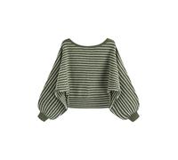 CIDER Striped Sweater Women Boat Neck Oversized Sweater Knit Pullover Long Sleeve Loose Fit T-Shirt Top Green