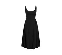 CIDER Summer Dress Square Neck Midi Dress Sleeveless Flowy Solid Pattern A Line Sundress Black