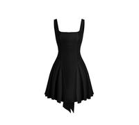 CIDER Summer Dresses Square Neck Mini Dress Ruffle Knotted Sleeveless A-Line Party Cocktail Middle Waist Dress Black