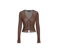 CIDER Tie Front Cardigans for Women Crop Crochet Shrug Sweater Summer Fall, Brown, M