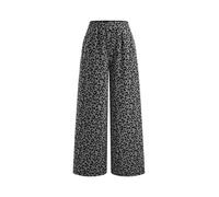 CIDER Women Leopard Print Wide Leg Lounge Pants Elastic Waist Casual Trousers 2025 Fall with Pockets, Grey, M