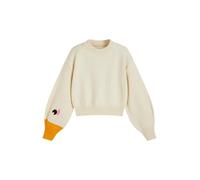 CIDER Women’s Goose Graphic Sweater Cute Knit Chunky Cropped Sweater Pullover Tops, Ivory, M