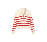 CIDER Women’s Polo Sweater Striped Collared Lightweight Long Sleeve V Neck Pullover Fall Sweater Tops 2025, Red, M