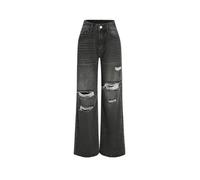 CIDER Women’s Ripped Jeans High Waisted Distressed Baggy Pants, Carbon, M