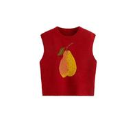 CIDER Women’s Sweater Vest Knit Sleeveless Pear Cute Graphic Sweater Vest Tank Top Fall Outfits, Red, M