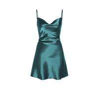 CIDER Women Summer 2025 Wedding Guest Cocktail Dresses Solid Satin Cowl Neck Cami Mini Dress, Emerald Green, S
