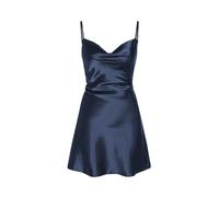 CIDER Women Summer 2025 Wedding Guest Cocktail Dresses Solid Satin Cowl Neck Cami Mini Dress, Navy Blue, XL