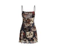 CIDER Women Western Mini Dress Floral Spaghetti Strap Cami Short Vintage Short Sundress Summer Boho Dresses, Brown, L