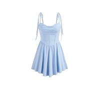 CIDER Womens Cowl Neck Tie up Mini Dresses Sleeveless Ruched A Line Corset Short Formal Party Wedding Guest Club Dress, Baby Blue, XS