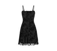 CIDER Women's Gothic Dresses Summer Mini Dress Lace Mesh Square Neck Sleeveless Spaghetti Strap Party Goth Y2K Fall, Black, XXS