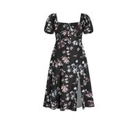 CIDER Women's Plus Size Dress Floral Fruit Square Neck Puff Sleeve Split Sun Dress Summer Midi Dresses Vacation Outfits, Carbon, 0X