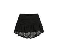 CIDER Women's Ruched Floral Lace Knit Layered Mini Skort, Black, XS