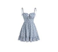 CIDER Womens Summer Dresses Floral Spaghetti Strap Cute Vacation Sundress Dress Boho Casual Outfits, Blue, XL