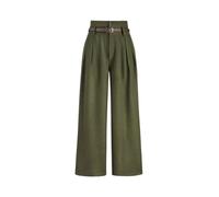 CIDER Womens Trousers Houndstooth High Waist Wide Leg Pants with Belted Casual Long Trousers for Women UK Green