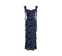 CIDER Women's Wedding Guest Dress Sleeveless Mesh Ruffle Maxi Formal Dress, Blue Floral, XL