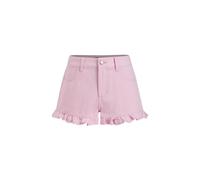 CIDER X Polly Pocket - Women's Ruffle Hem Denim Shorts Pink Casual Summer Short Jeans, Pink, L