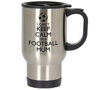CiderPressMugs® Black Silver I Can't Keep Calm I'm a Football Mum Metal Travel Mug Mum Gift Present Footie